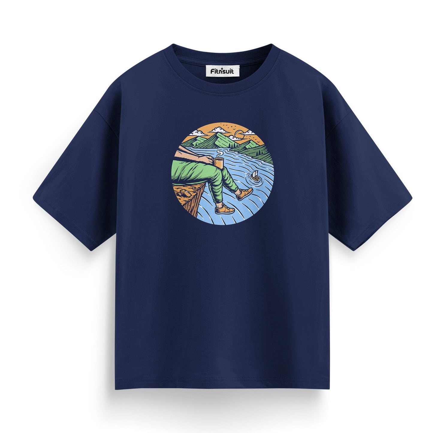 Ocean Cliffside Fishing Scene T shirt for everyone