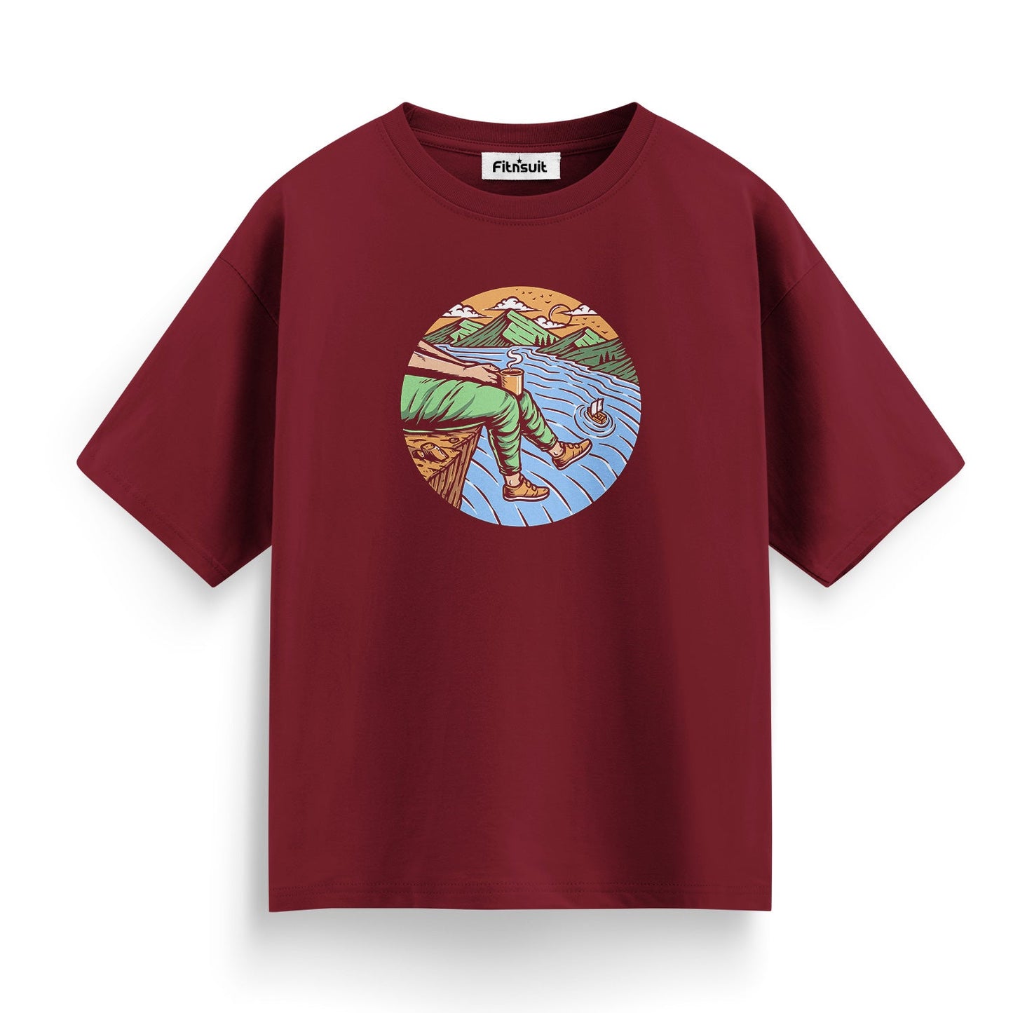 Ocean Cliffside Fishing Scene T shirt for everyone