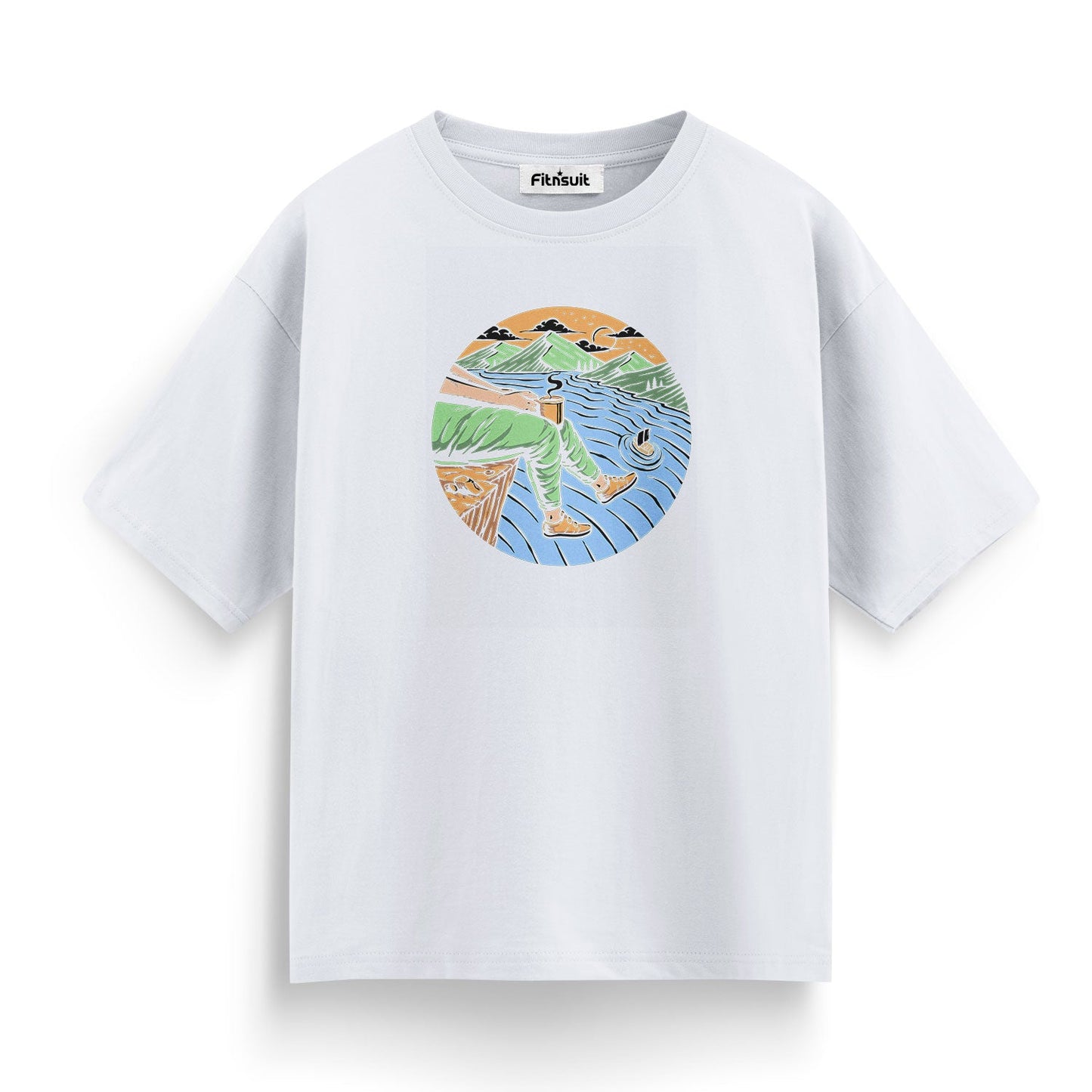 Ocean Cliffside Fishing Scene T shirt for everyone
