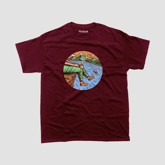 Ocean Cliffside Fishing Scene T shirt for everyone