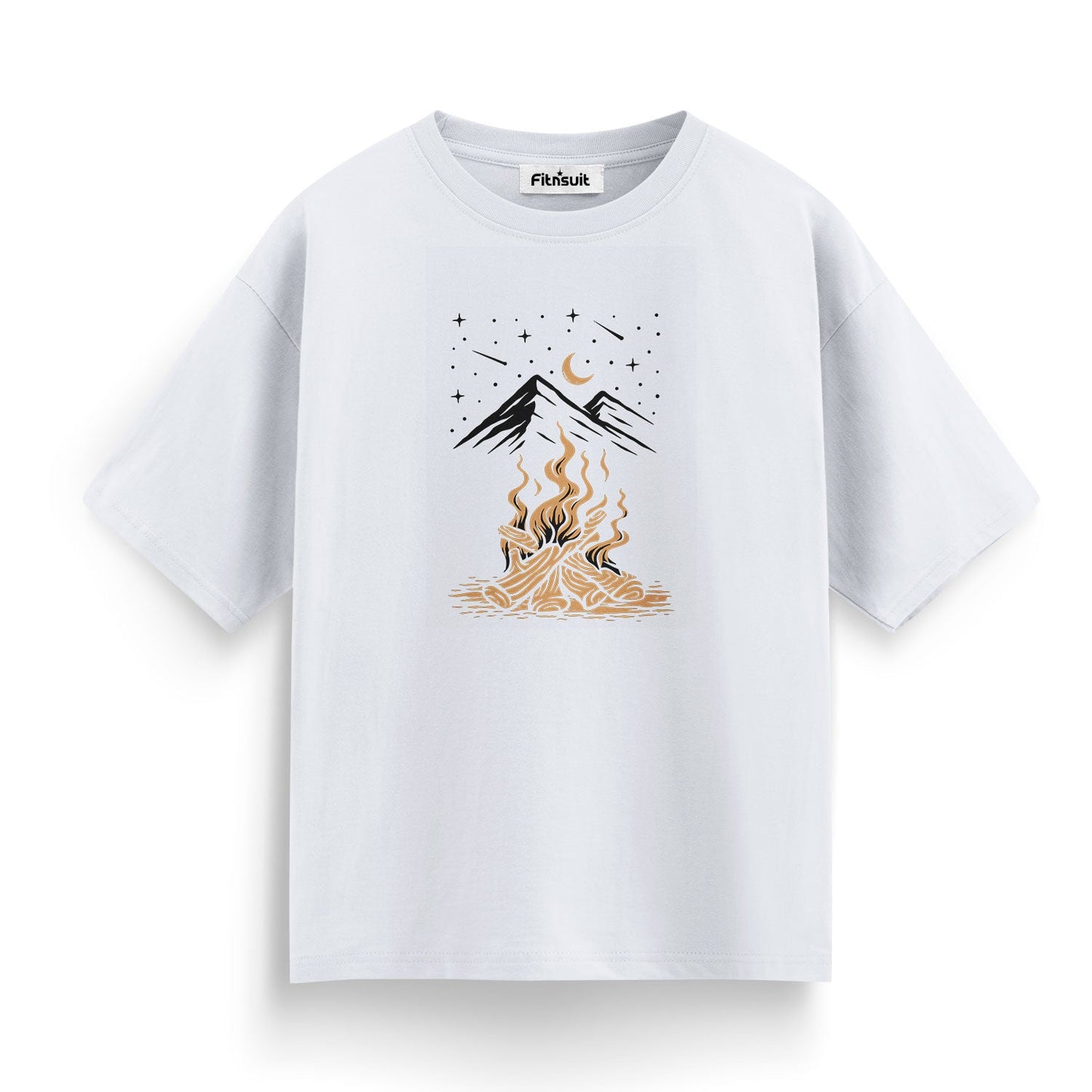 Campfire with Mountain and Stars T shirt for everyone