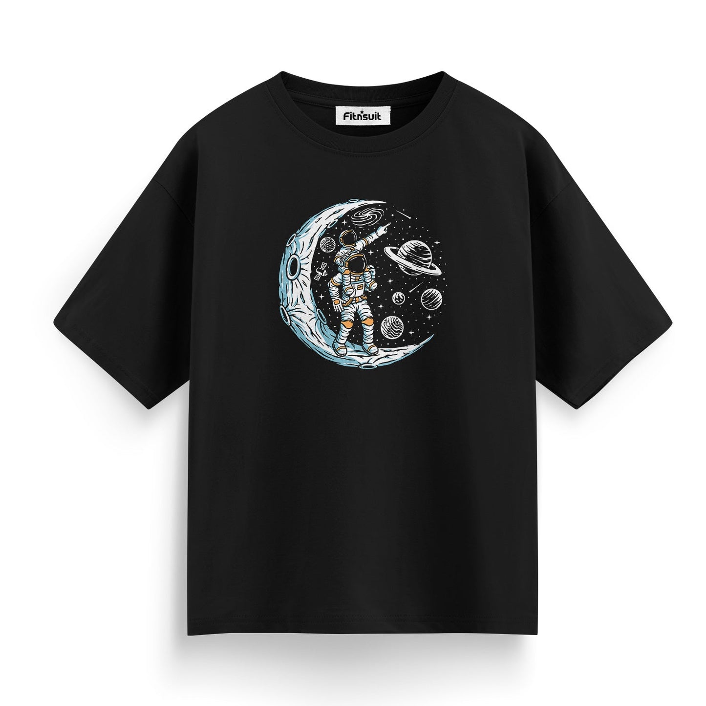 Astronaut Walking on Crescent Moon T shirt for everyone