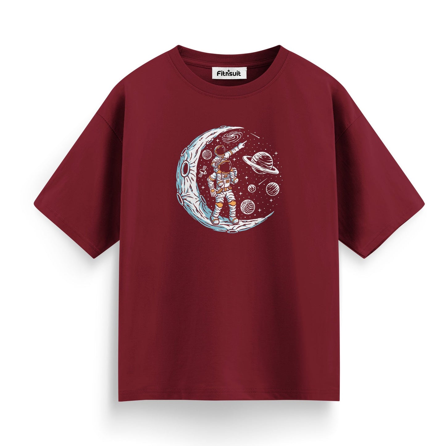 Astronaut Walking on Crescent Moon T shirt for everyone