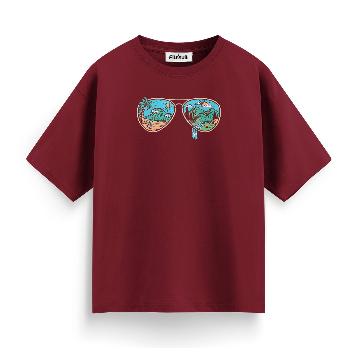Retro Glasses with Beach Reflection T shirt for everyone