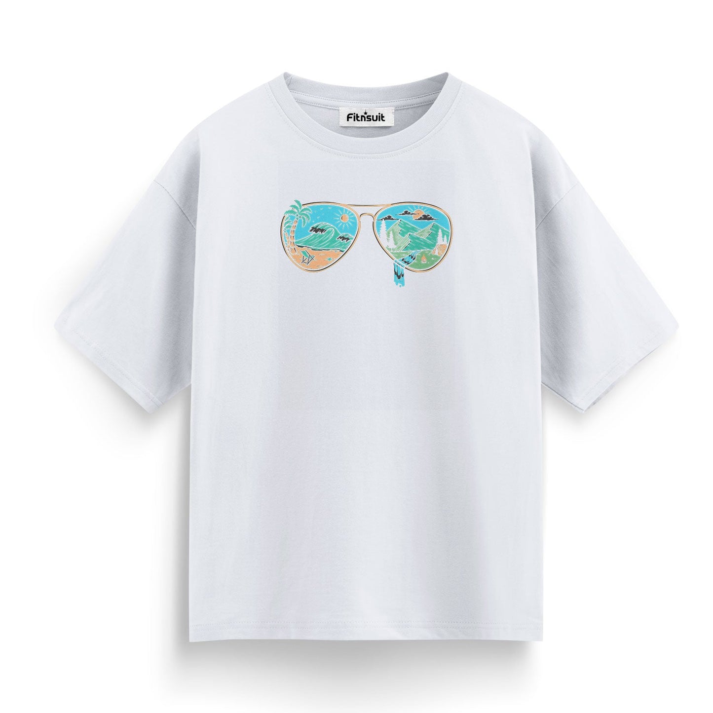 Retro Glasses with Beach Reflection T shirt for everyone