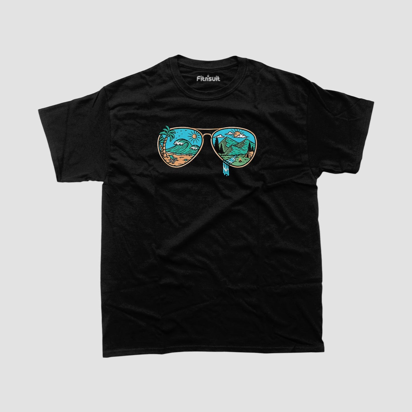 Retro Glasses with Beach Reflection T shirt for everyone