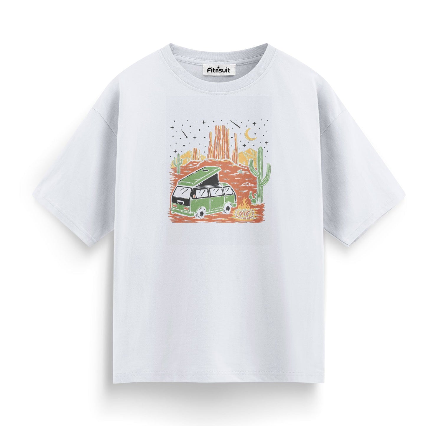 Retro Van in Desert Camp Night Scene T shirt for everyone