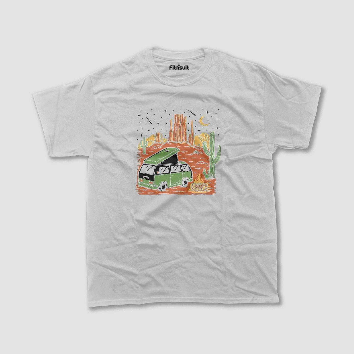 Retro Van in Desert Camp Night Scene T shirt for everyone