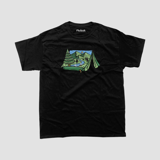 Tent in Night Forest Scene T shirt for everyone