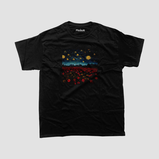 Starry Night over Tulip Field T shirt for everyone