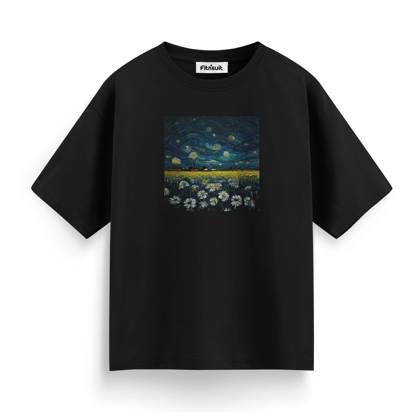 Impressionist Flowers Under Starry Sky T shirt for everyone