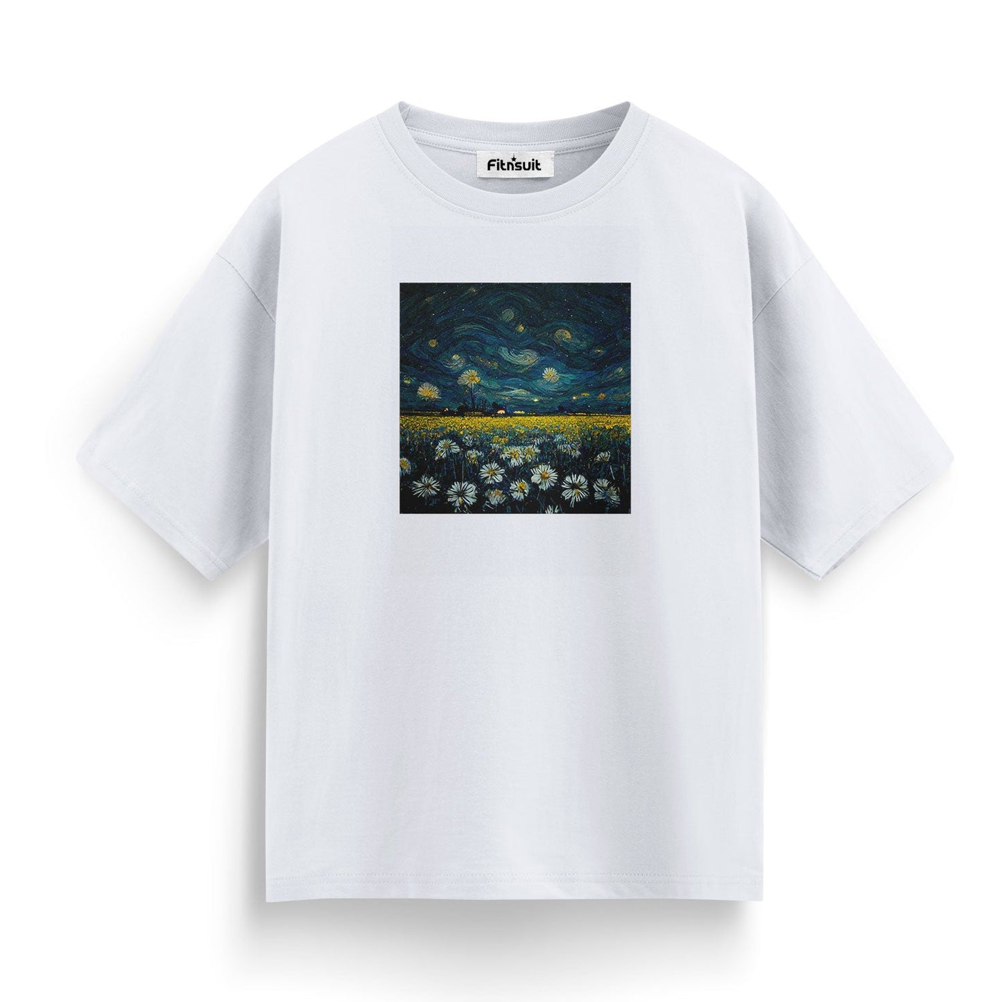 Impressionist Flowers Under Starry Sky T shirt for everyone