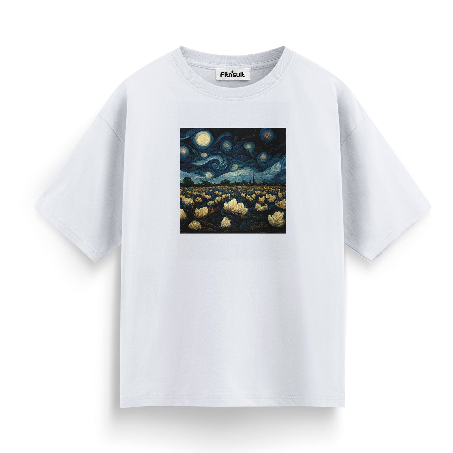 Full Moon Starry Field Illustration T shirt for everyone