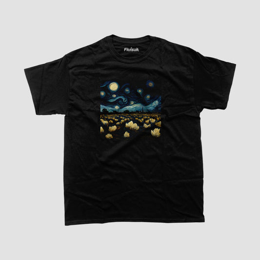 Full Moon Starry Field Illustration T shirt for everyone