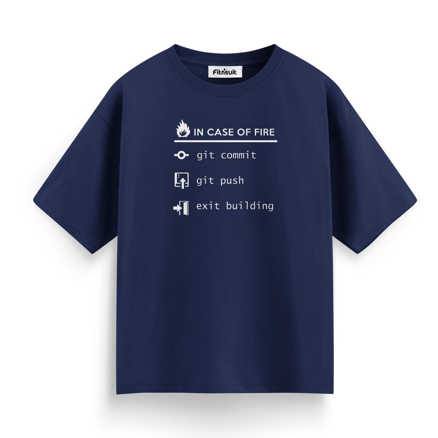 In Case of fire git comit git push Exit Bulding Programmer Typography Unisex Premium T-shirt