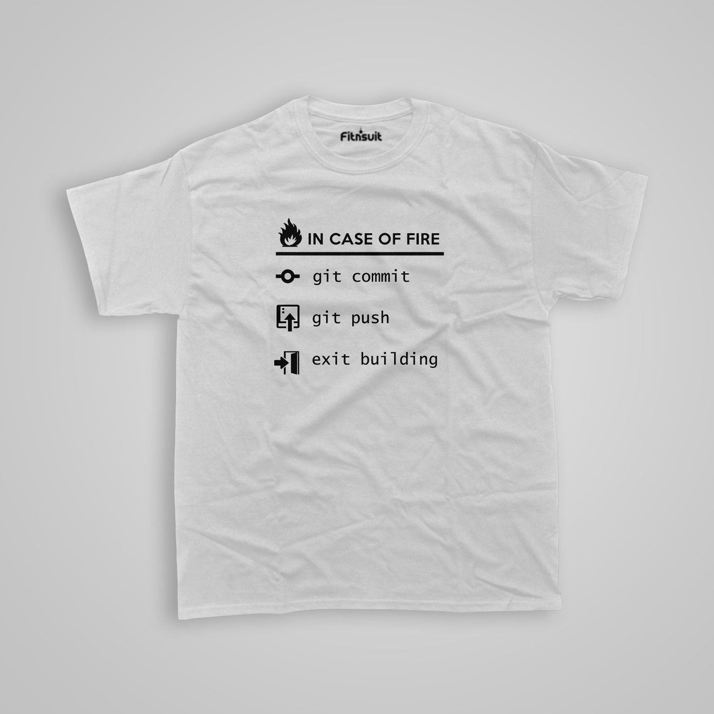 In Case of fire git comit git push Exit Bulding Programmer Typography Unisex Premium T-shirt