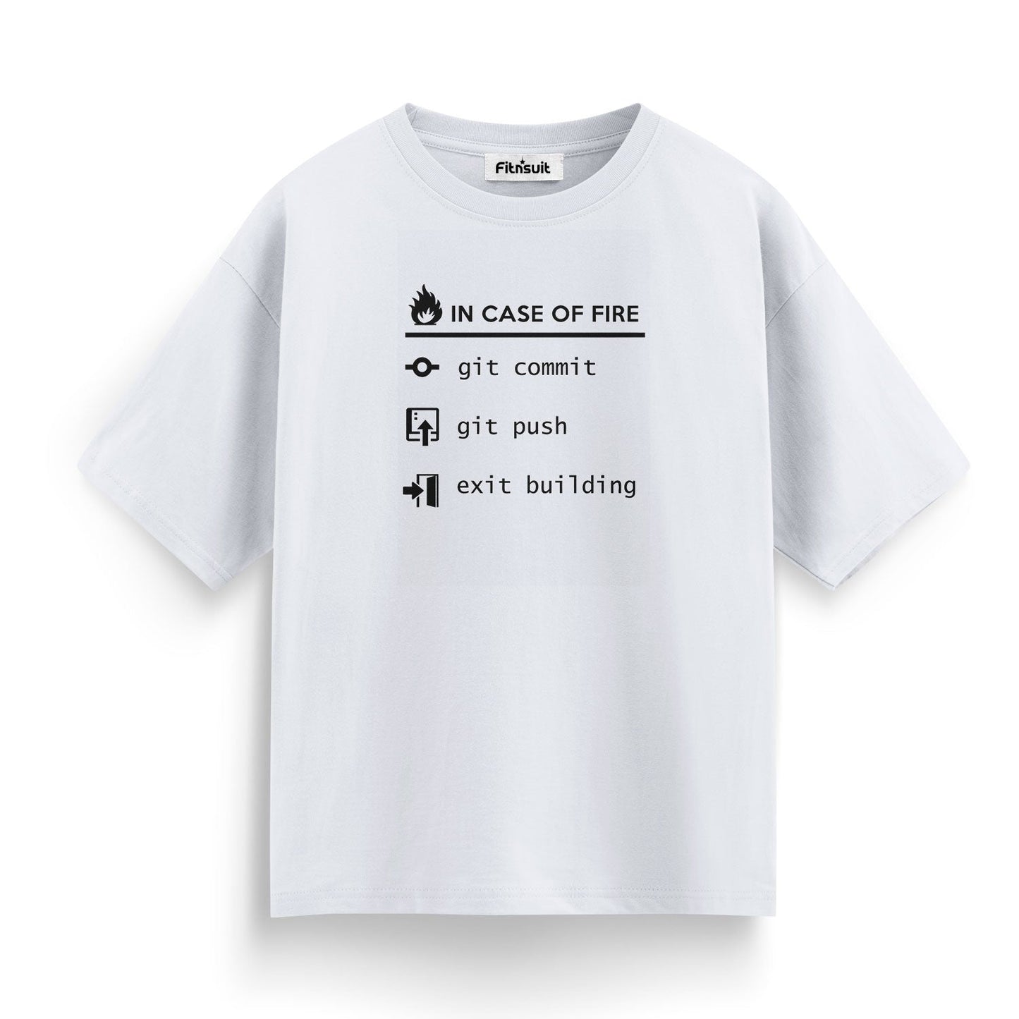 In Case of fire git comit git push Exit Bulding Programmer Typography Unisex Premium T-shirt