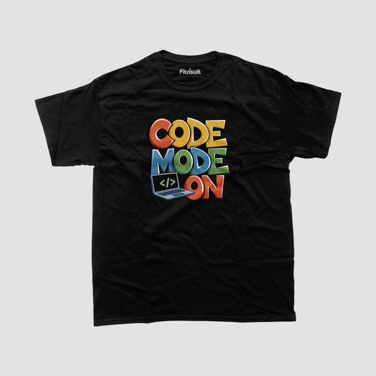Code Mode On Programmer Typography Unisex Premium T-shirt