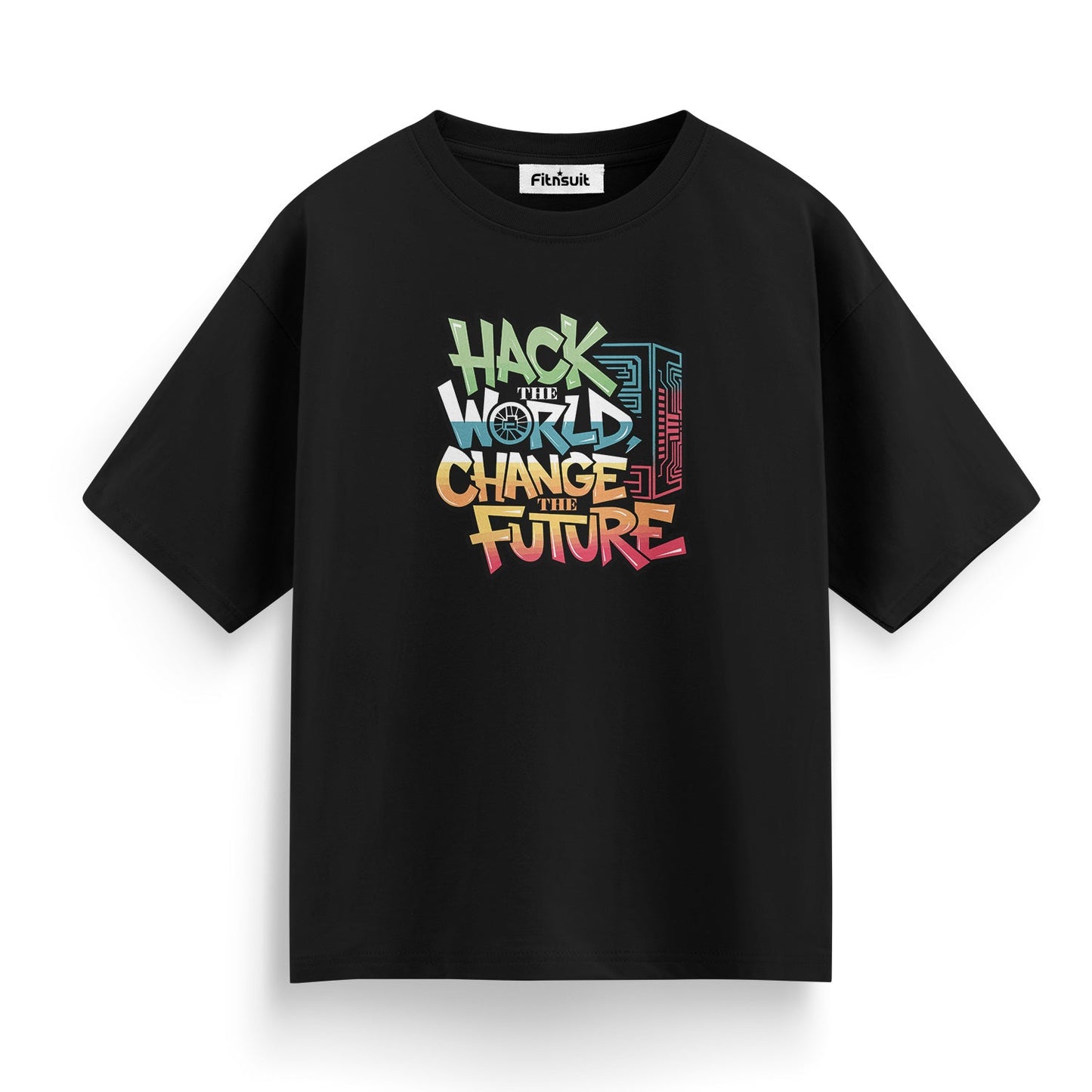 Hack the world Change the future Programmer Typography Unisex Premium T-shirt