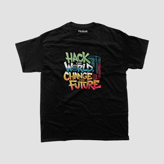 Hack the world Change the future Programmer Typography Unisex Premium T-shirt