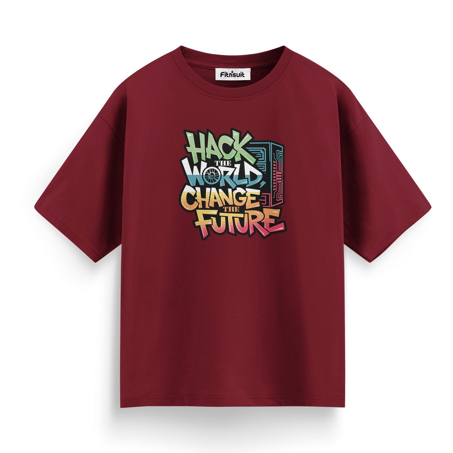 Hack the world Change the future Programmer Typography Unisex Premium T-shirt