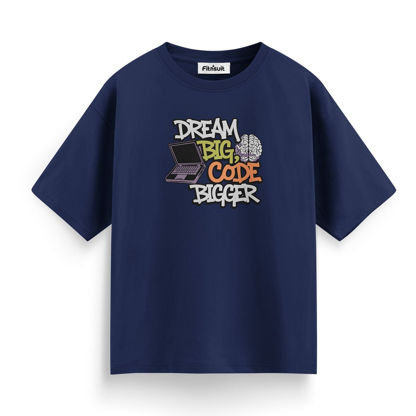 Dream Big code bigger Programmer Typography Unisex Premium T-shirt