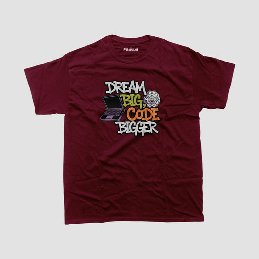Dream Big code bigger Programmer Typography Unisex Premium T-shirt