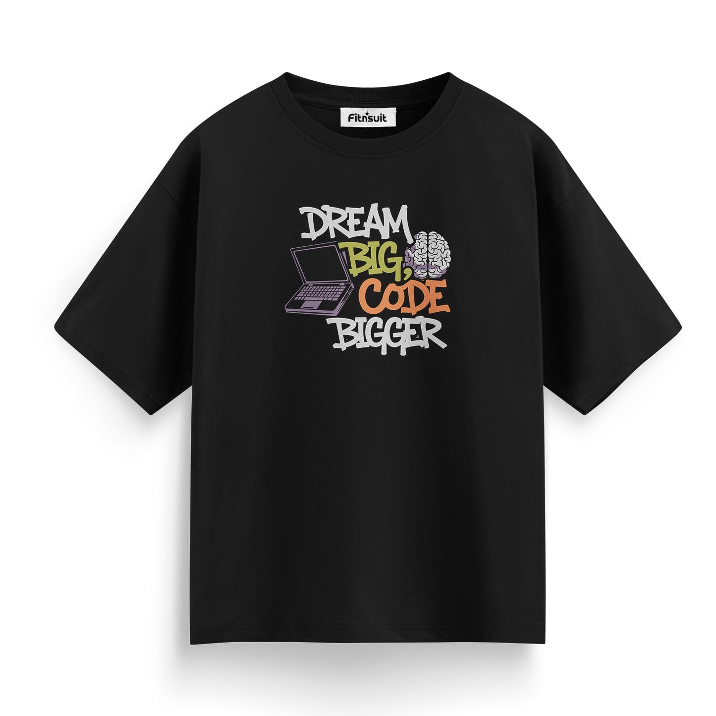 Dream Big code bigger Programmer Typography Unisex Premium T-shirt