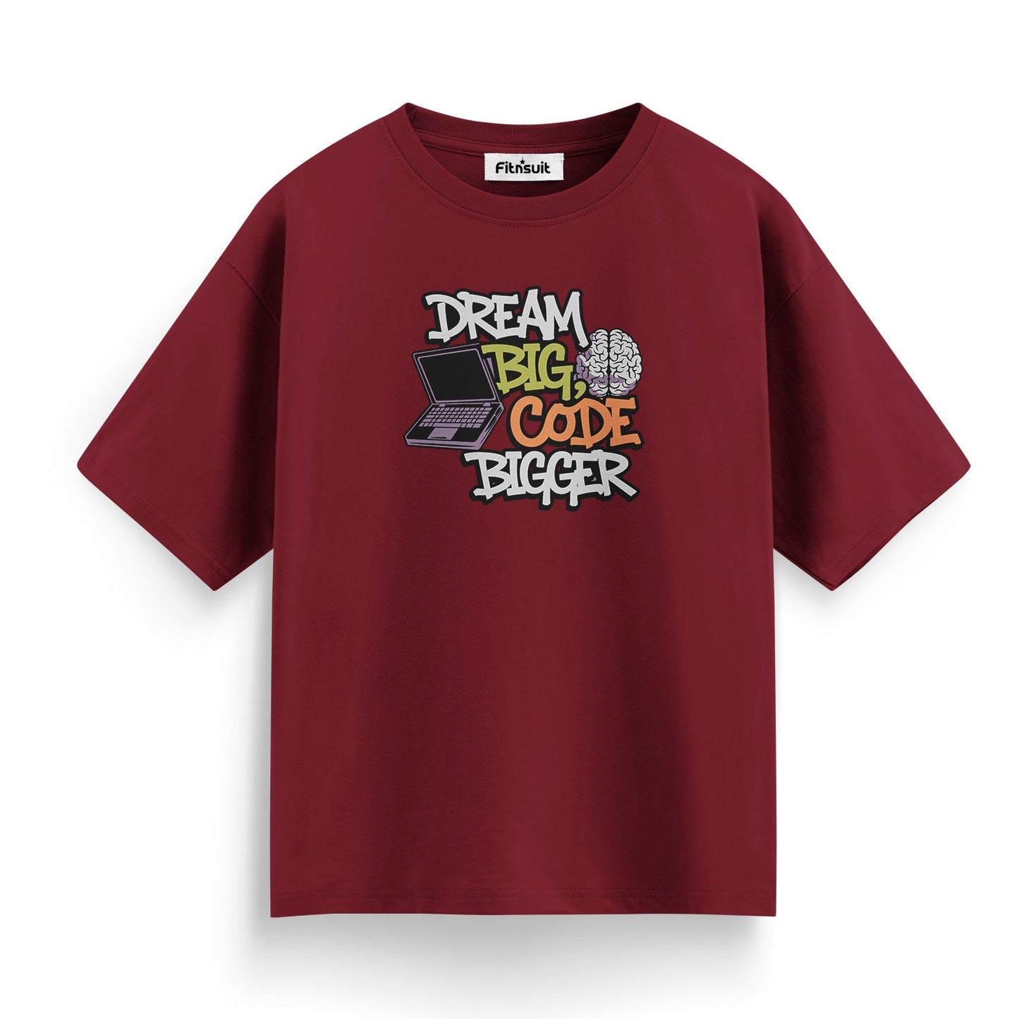Dream Big code bigger Programmer Typography Unisex Premium T-shirt