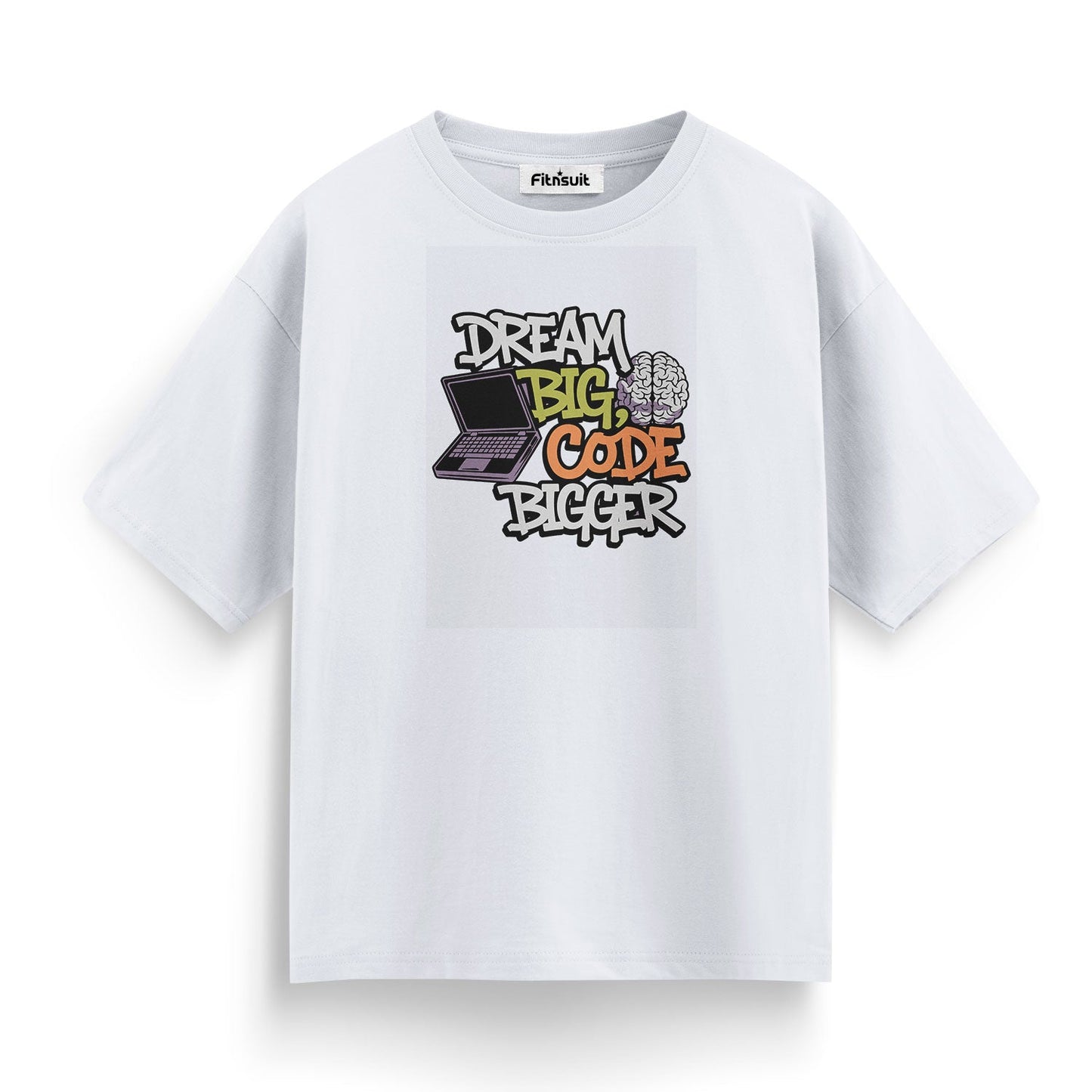 Dream Big code bigger Programmer Typography Unisex Premium T-shirt