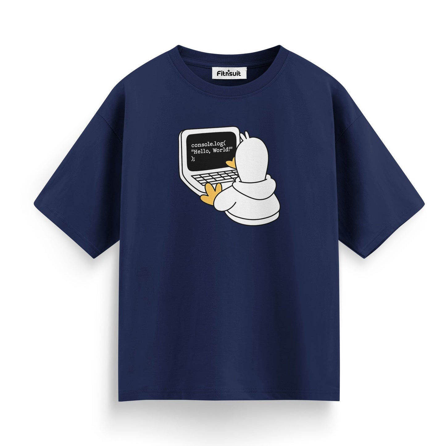 Penguin With Laptop Saying “Socializing ‘Hello World’” Programmer T-Shirt