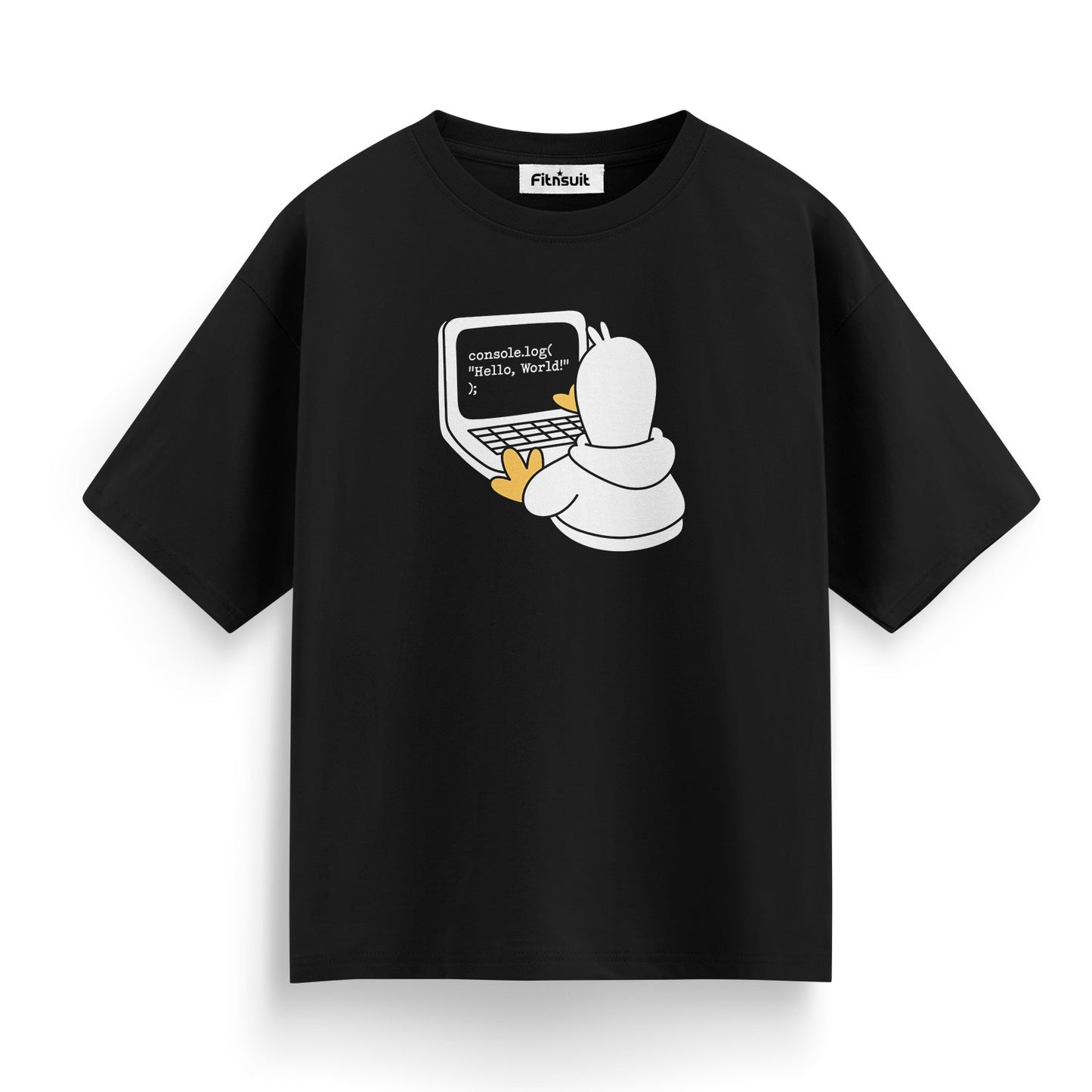 Penguin With Laptop Saying “Socializing ‘Hello World’” Programmer T-Shirt