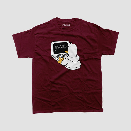 Penguin With Laptop Saying “Socializing ‘Hello World’” Programmer T-Shirt