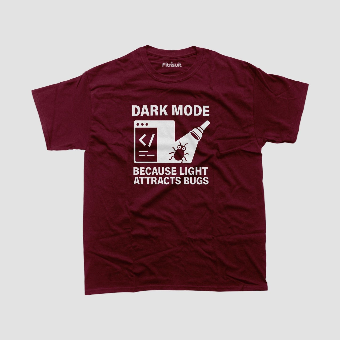 Dark Mode Because Light Attracts Bugs Programmer T-Shirt