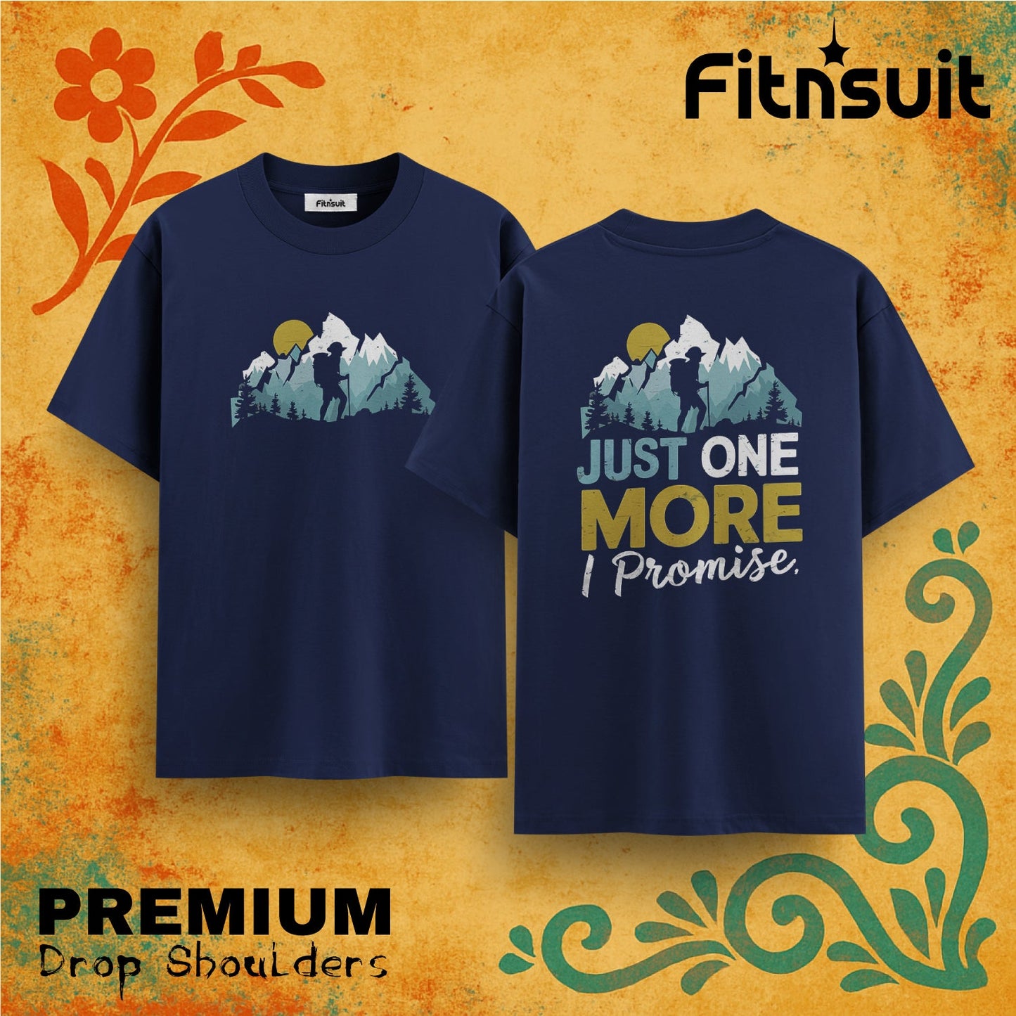Just One More I Promise Adventure Mountain  Drop Shoulder T shirt