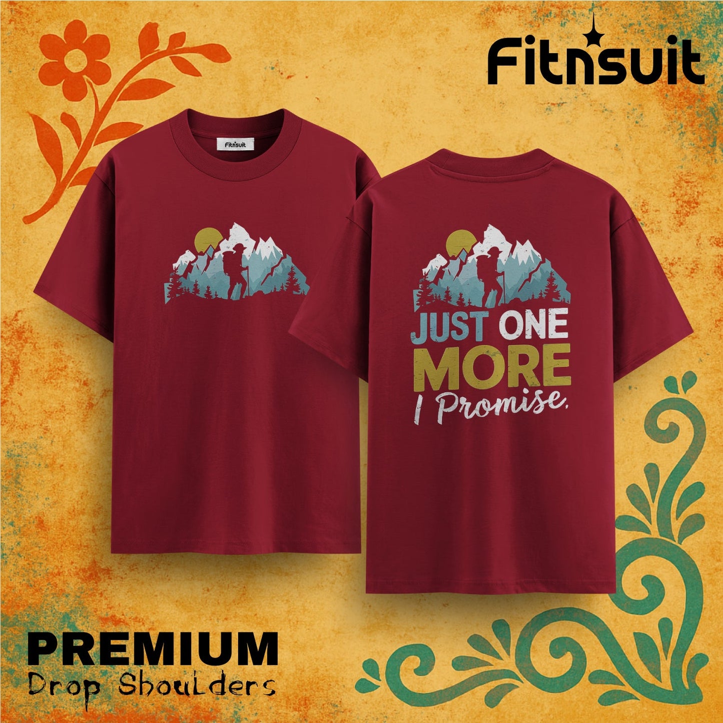 Just One More I Promise Adventure Mountain  Drop Shoulder T shirt