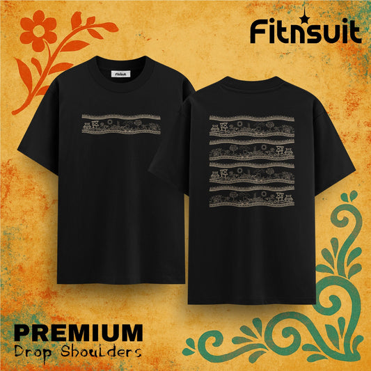 Traditional Nakshi Kantha Pattern  Drop Shoulder T shirt