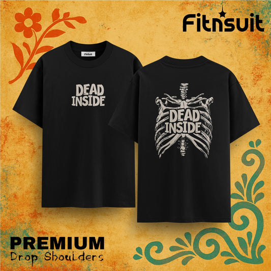 Dead Inside Skeleton Ribcage Art Drop Shoulder Drop Shoulder T shirt