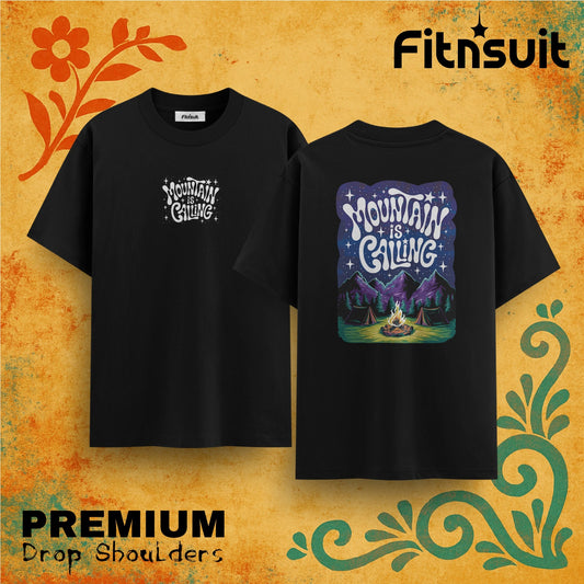 Mountain Is Calling Outdoor Adventure Drop Shoulder T shirt