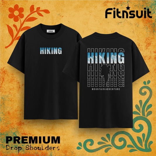 Hiking Mountain Adventure Typography  Drop Shoulder T shirt