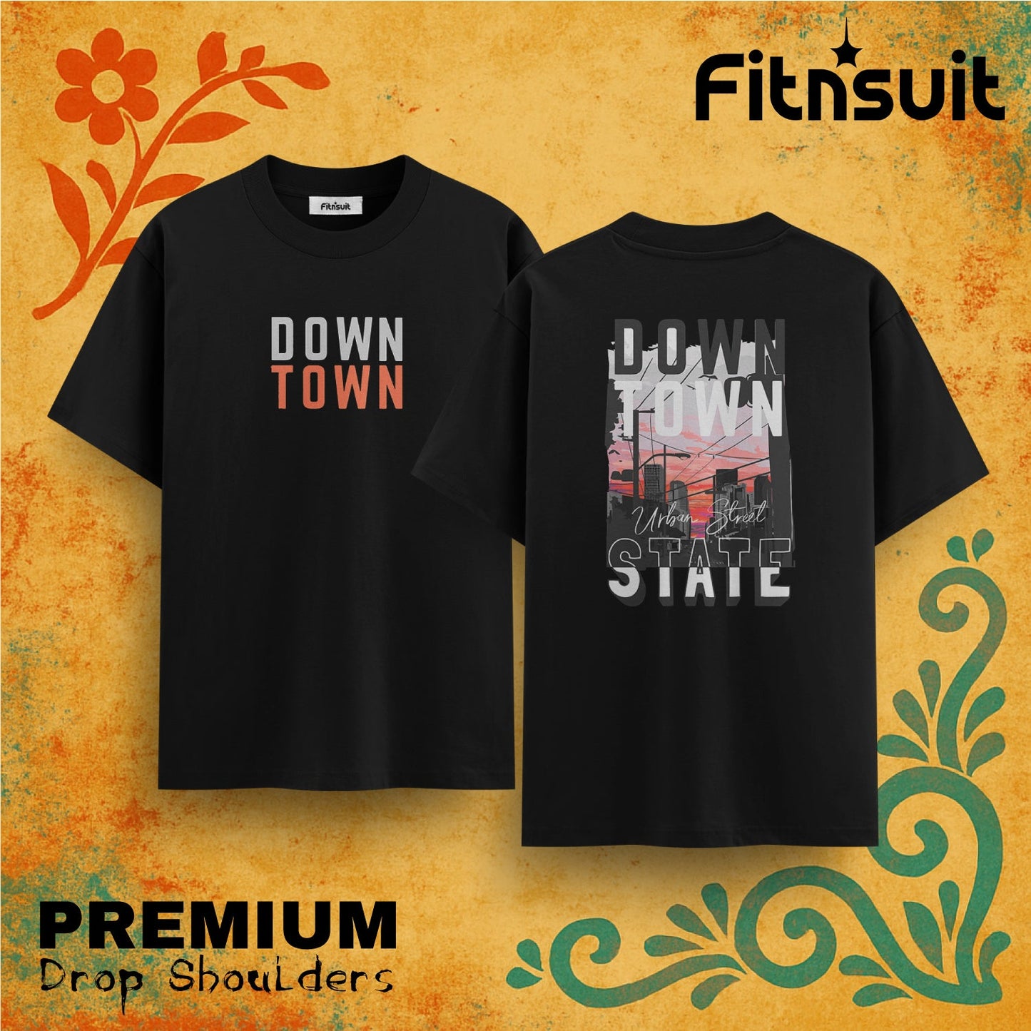 Downtown Urban Street Sunset  Drop Shoulder T shirt