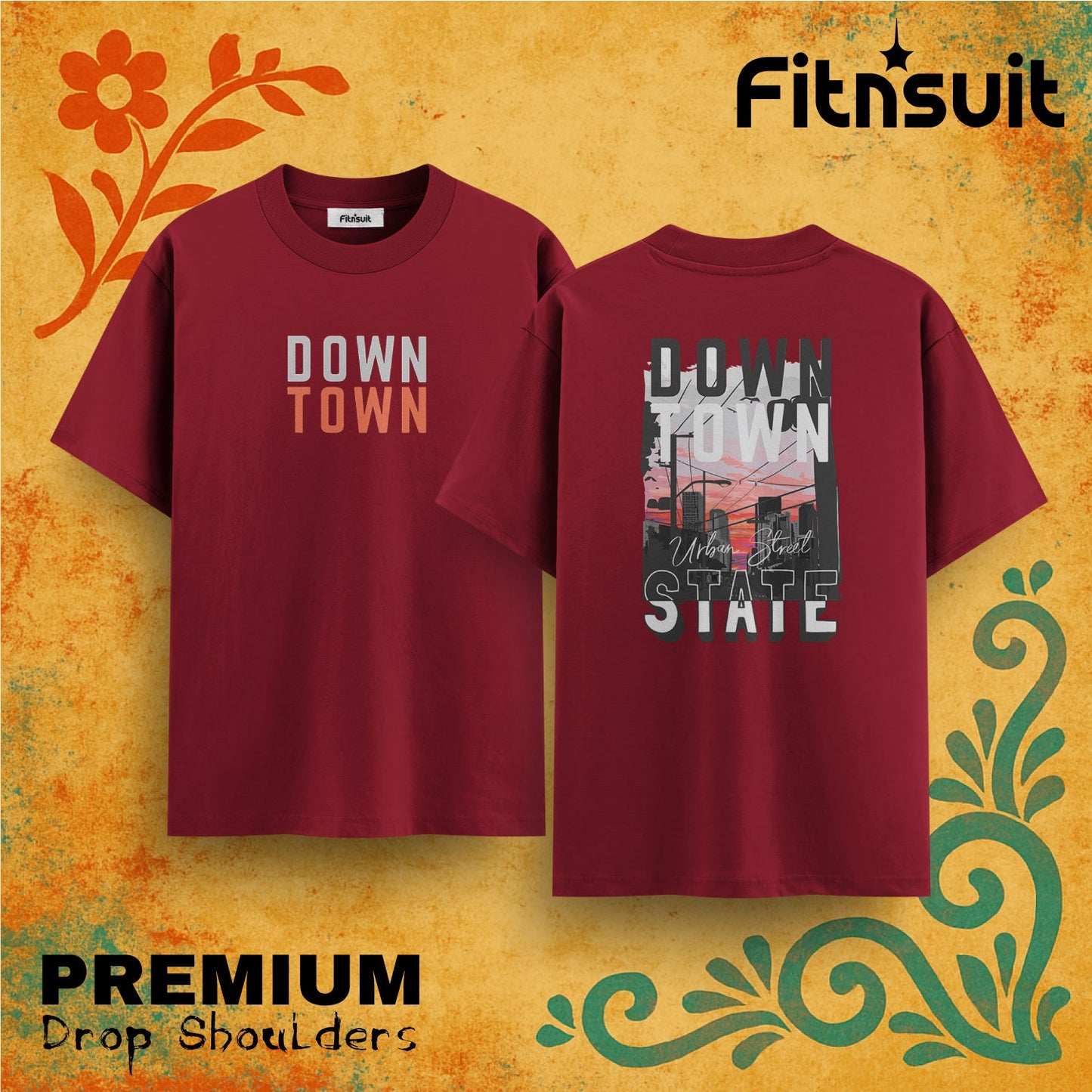 Downtown Urban Street Sunset  Drop Shoulder T shirt