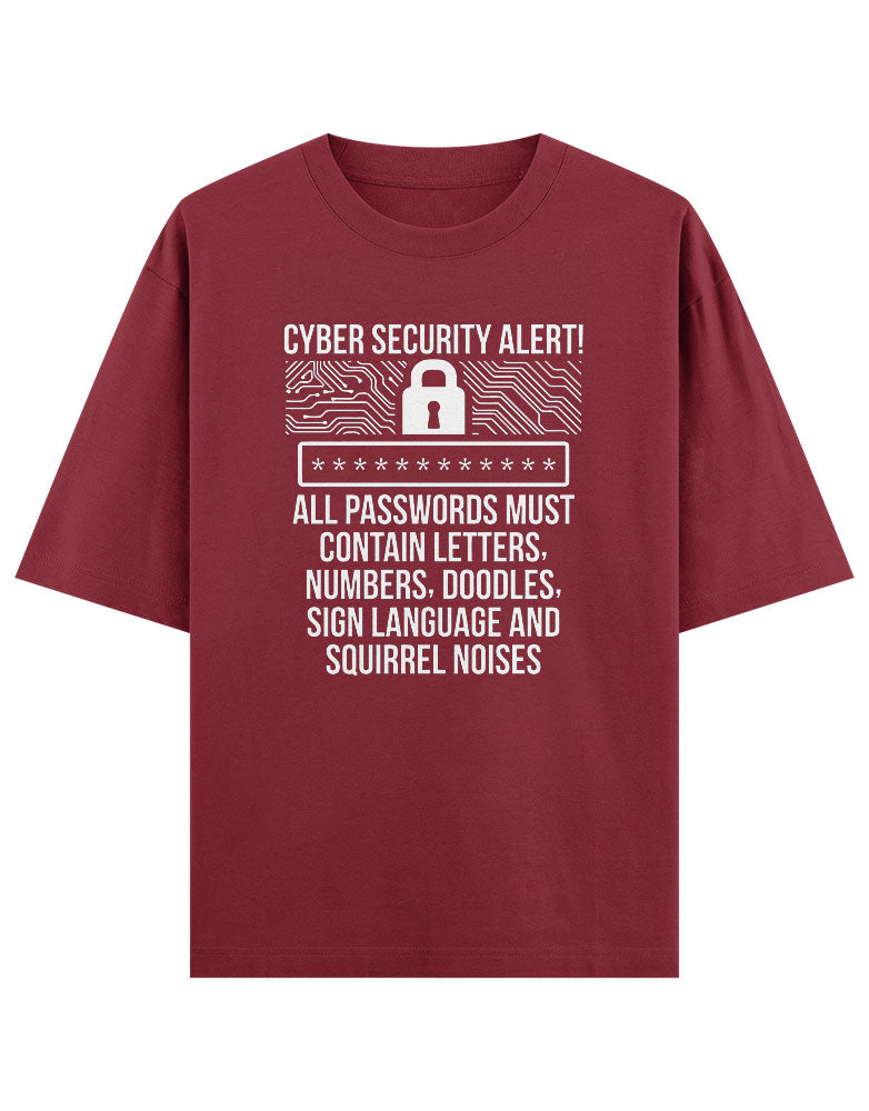 Cyber Security Alert Funny typography T shirt for Ethical Hacker.