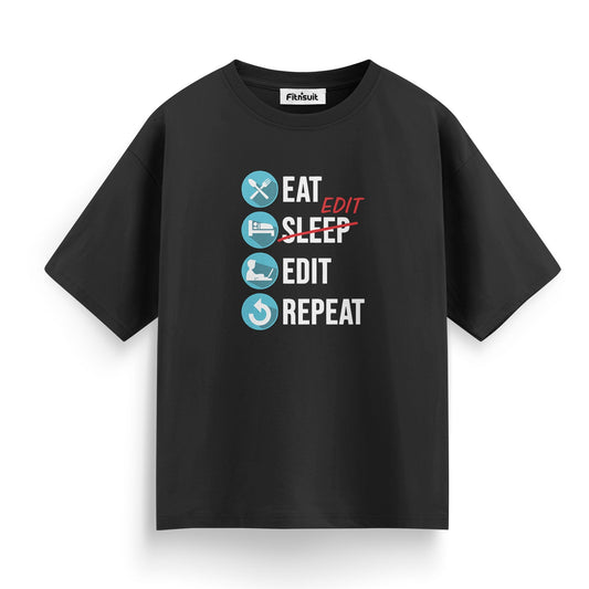 Eat Sleep Edit Repeat Funny Workflow T-Shirt for Video Editor