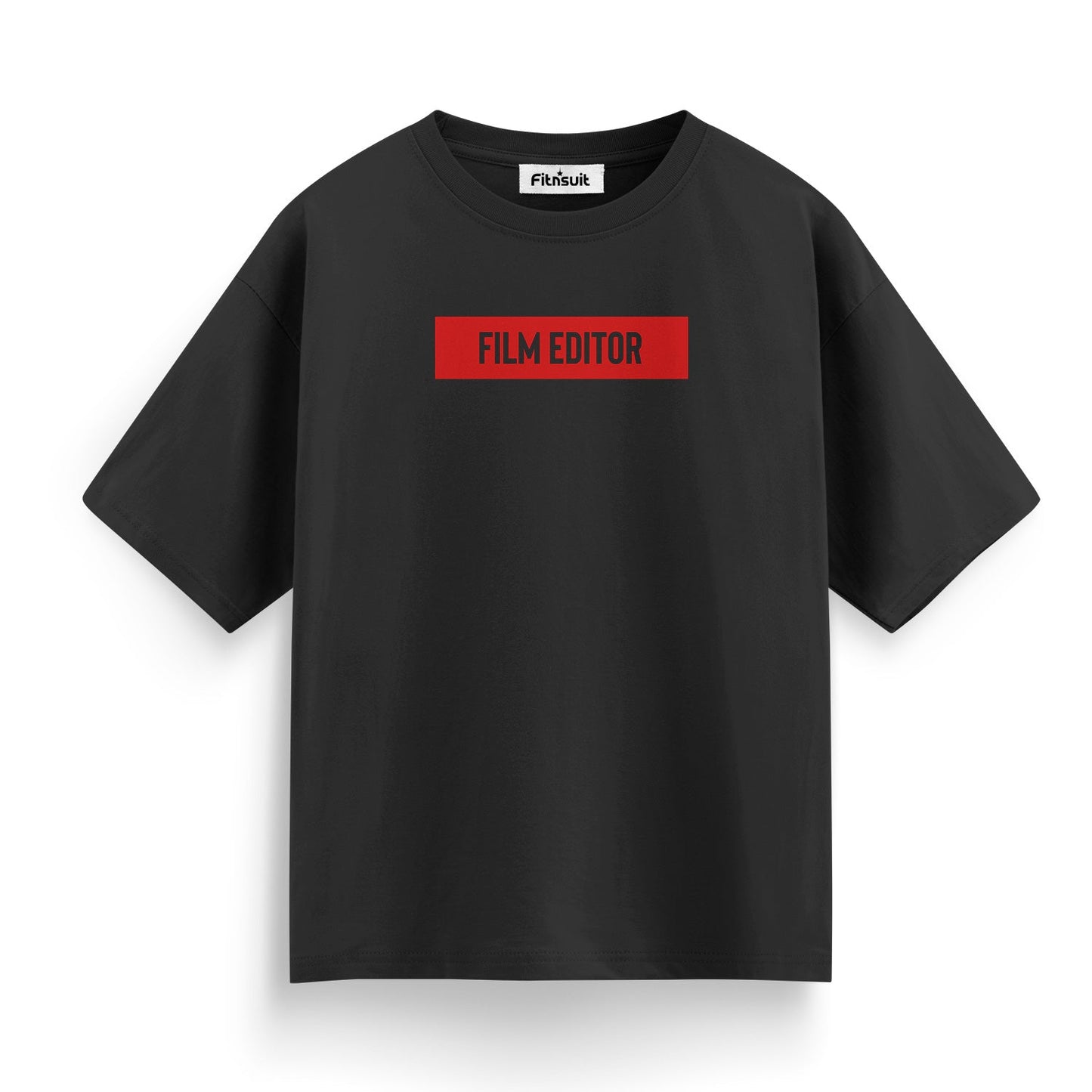 Film Editor Red Label Bold Typography T-Shirt for Film Maker