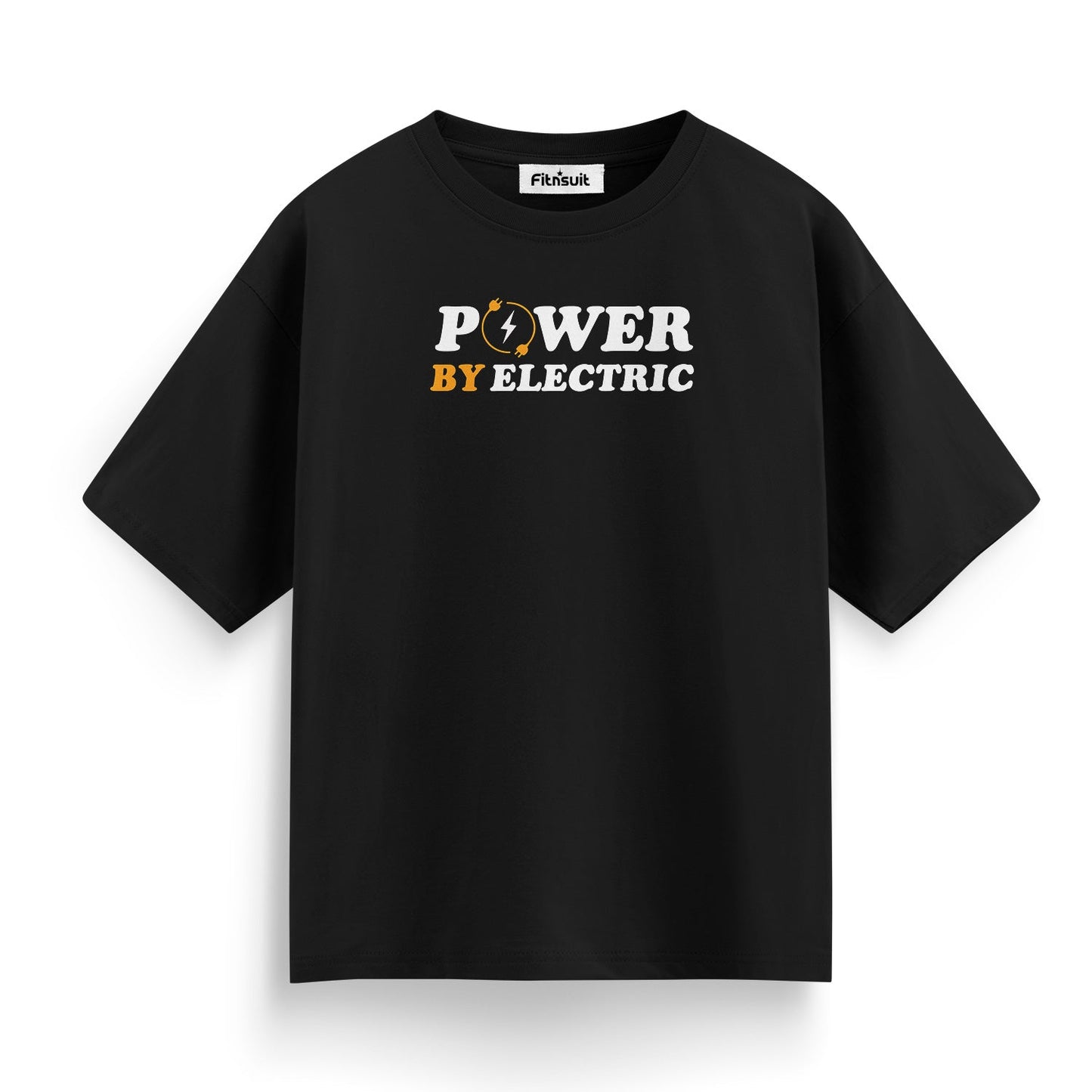 Power By Electric Bold Text T Shirt