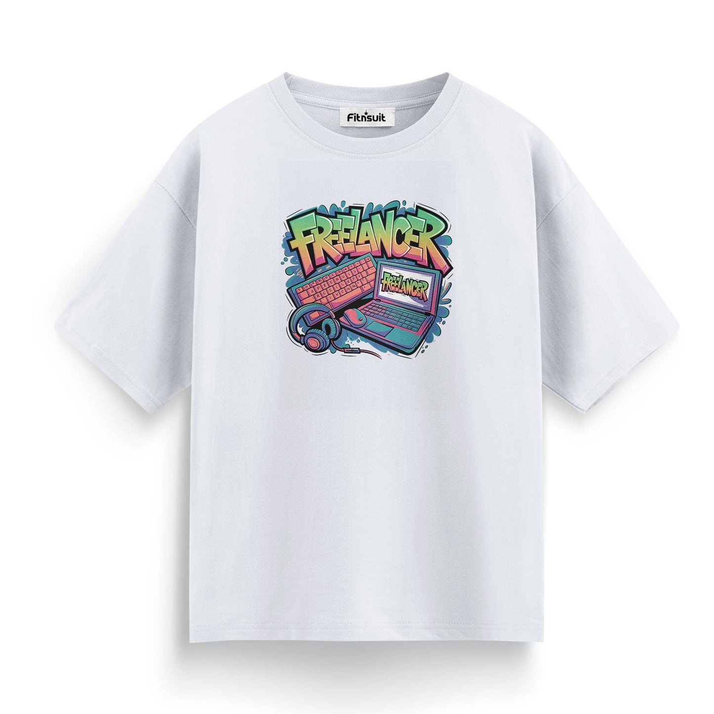 Colorful Freelancer Laptop Setup Art Freelancer T-Shirt