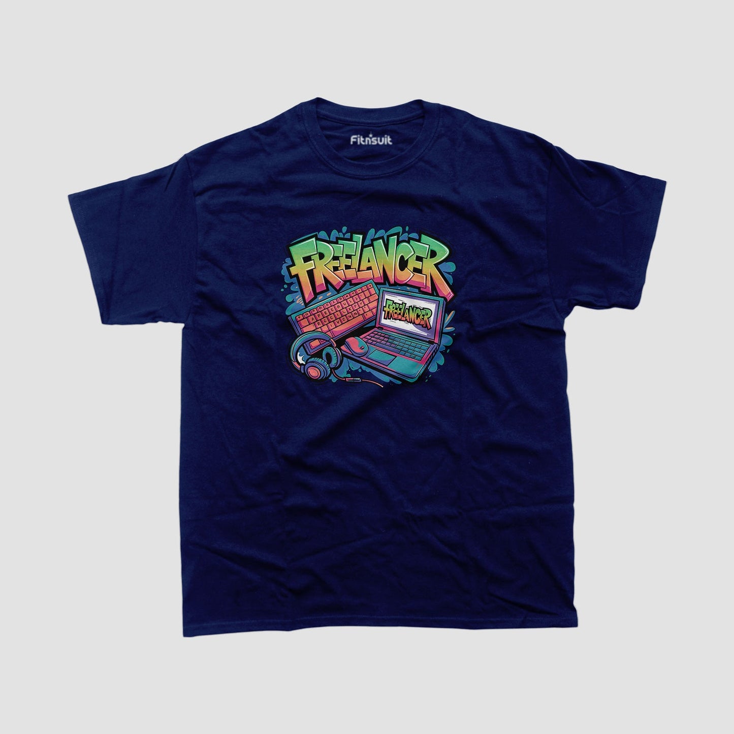 Colorful Freelancer Laptop Setup Art Freelancer T-Shirt