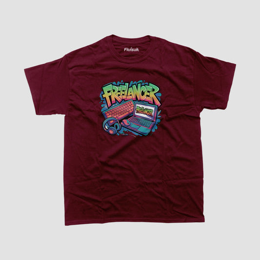 Colorful Freelancer Laptop Setup Art Freelancer T-Shirt