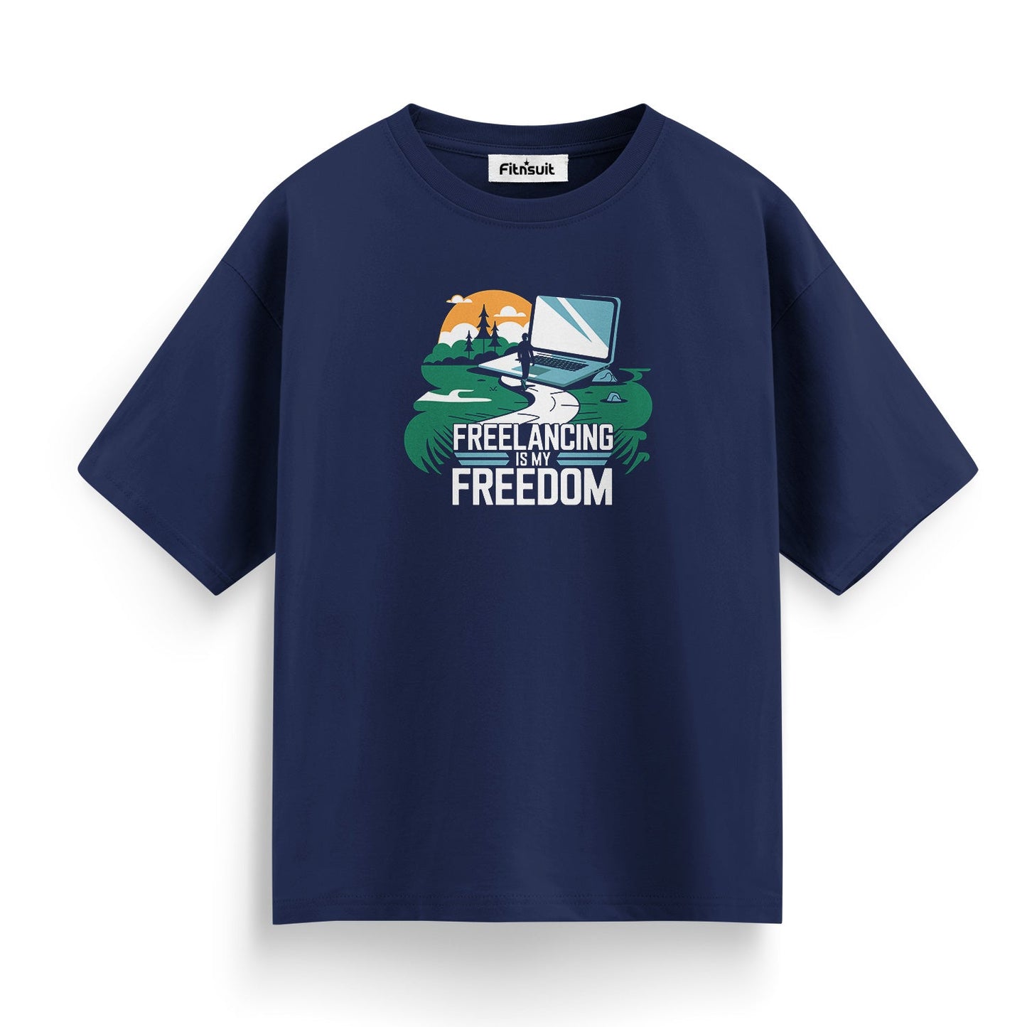 Freelancing Is My Freedom Beach Scene Freelancer T-Shirt